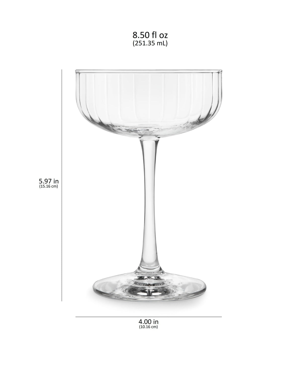 Libbey Paneled Coupe Cocktail Glasses, 8.5 ounce, Set of 4-Cocktails and Spirits-Parc Decor