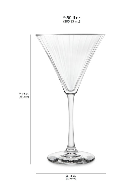 Libbey Paneled Martini Glasses, 9.5 ounce, Set of 4