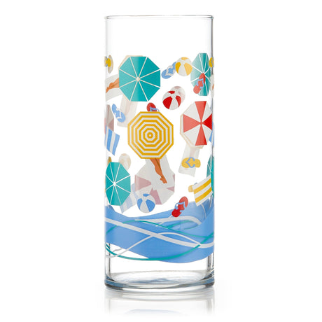 Libbey Vintage Beach Scene Cooler Glasses, 16 ounce, Set of 4