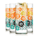 Libbey Vintage Flower Power Cooler Glasses, 16 ounce, Set of 4-Beverageware-Parc Decor