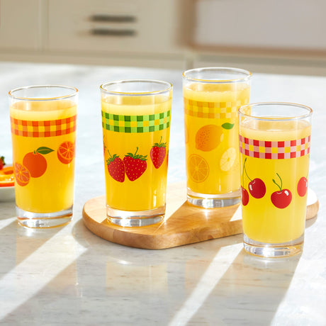 Libbey Vintage Juice Glasses, 11 ounce, Assorted, Set of 4