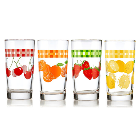 Libbey Vintage Juice Glasses, 11 ounce, Assorted, Set of 4