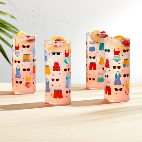 Libbey Vintage Swimsuits Cooler Glasses, 16 ounce, Set of 4-Beverageware-Parc Decor