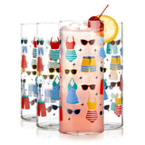 Libbey Vintage Swimsuits Cooler Glasses, 16 ounce, Set of 4-Beverageware-Parc Decor