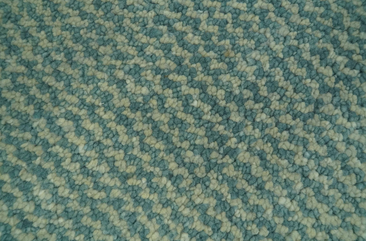 Light Blue and Beige Stripes Design Contemporary Custom Made wool Area Rug