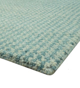 Light Blue and Beige Stripes Design Contemporary Custom Made wool Area Rug