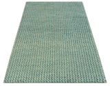 Light Blue and Beige Stripes Design Contemporary Custom Made wool Area Rug