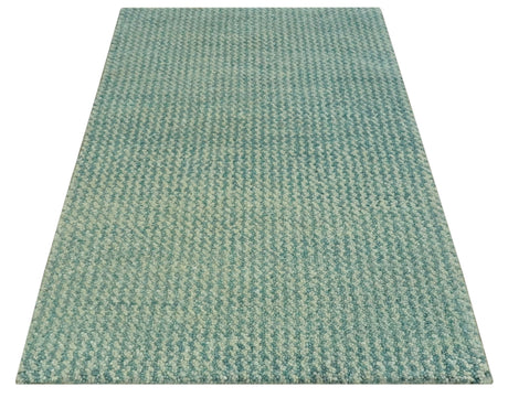 Light Blue and Beige Stripes Design Contemporary Custom Made wool Area Rug