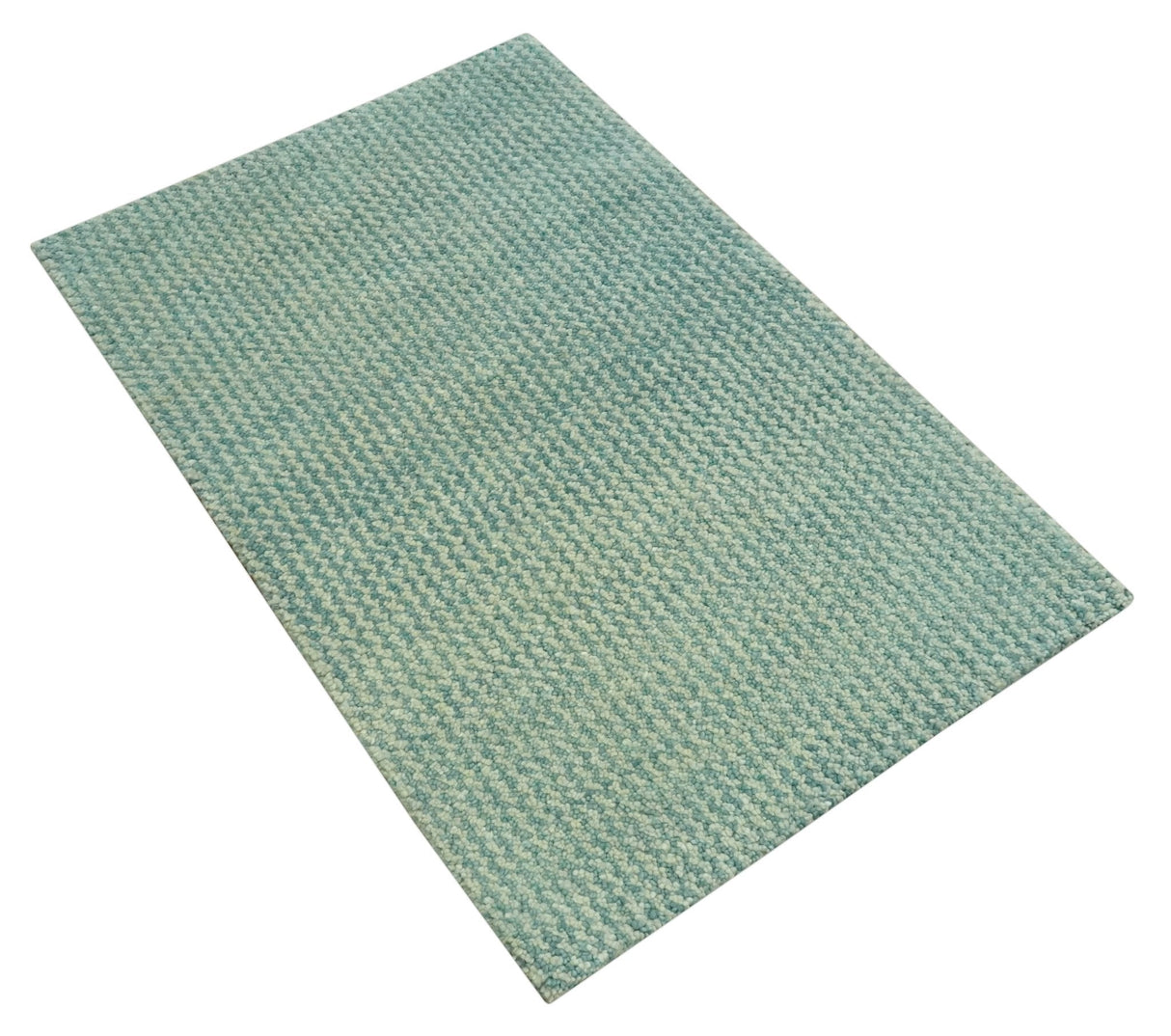 Light Blue and Beige Stripes Design Contemporary Custom Made wool Area Rug
