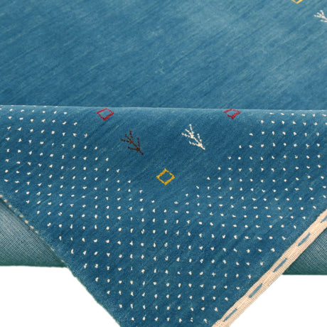 Light Blue Contemporary Gabbeh Border Design Hand Loomed Wool Area Rug
