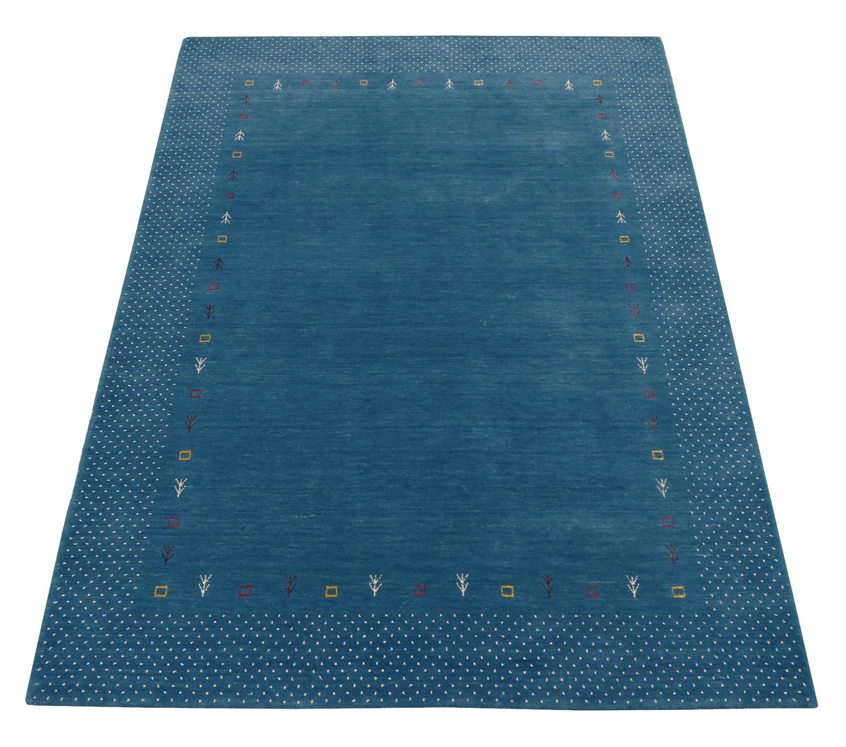 Light Blue Contemporary Gabbeh Border Design Hand Loomed Wool Area Rug