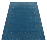 Light Blue Contemporary Gabbeh Border Design Hand Loomed Wool Area Rug