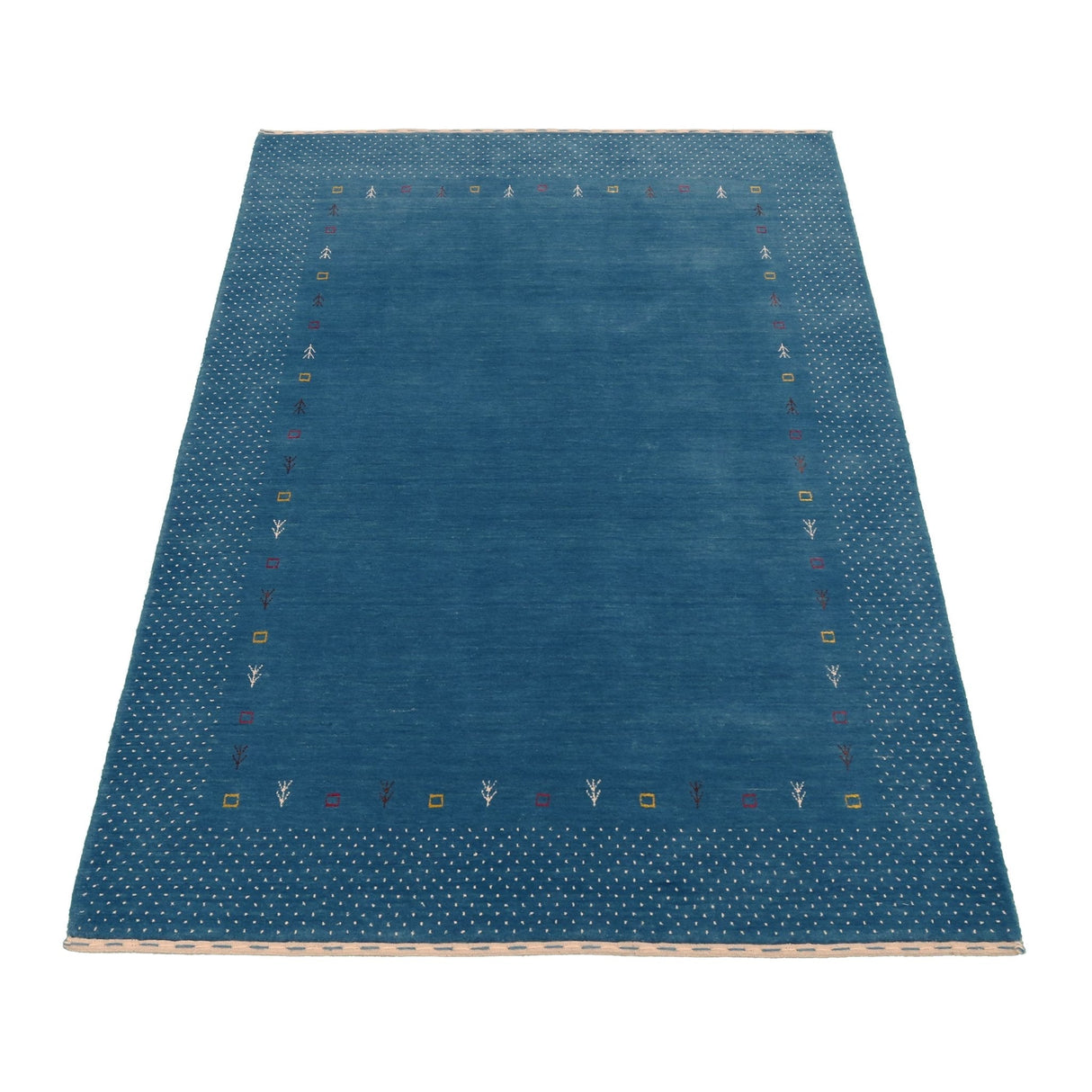 Light Blue Contemporary Gabbeh Border Design Hand Loomed Wool Area Rug