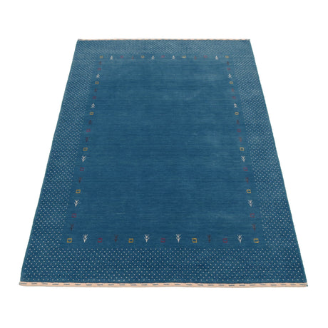 Light Blue Contemporary Gabbeh Border Design Hand Loomed Wool Area Rug