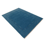 Light Blue Contemporary Gabbeh Border Design Hand Loomed Wool Area Rug