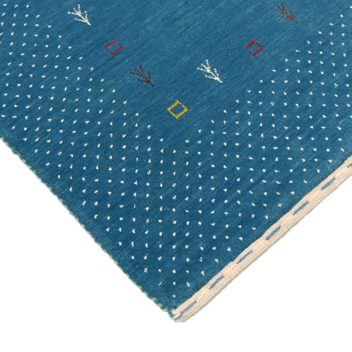 Light Blue Contemporary Gabbeh Border Design Hand Loomed Wool Area Rug