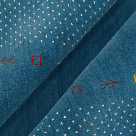 Light Blue Contemporary Gabbeh Border Design Hand Loomed Wool Area Rug