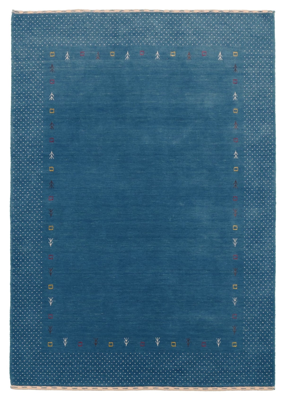 Light Blue Contemporary Gabbeh Border Design Hand Loomed Wool Area Rug