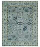 Light Blue Hand knotted Traditional Oushak Multi Size wool Area Rug