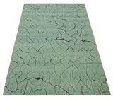 Light Green and Charcoal Hand loom Modern Crack Design 5x8 Wool and Art Silk Area Rug-Area Rug-Parc Decor