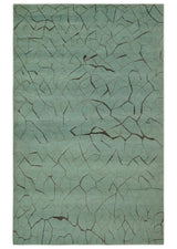 Light Green and Charcoal Hand loom Modern Crack Design 5x8 Wool and Art Silk Area Rug-Area Rug-Parc Decor