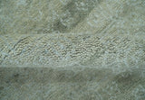 Light Green and Silver Traditional Large design 5x8 Hand Knotted wool and Art Silk Area Rug