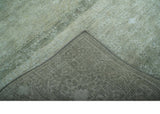 Light Green and Silver Traditional Large design 5x8 Hand Knotted wool and Art Silk Area Rug