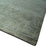 Light Green and Silver Traditional Large design 5x8 Hand Knotted wool and Art Silk Area Rug-Area Rug-Parc Decor
