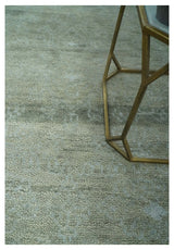 Light Green and Silver Traditional Large design 5x8 Hand Knotted wool and Art Silk Area Rug-Area Rug-Parc Decor