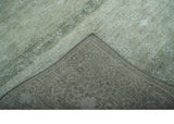 Light Green and Silver Traditional Large design 5x8 Hand Knotted wool and Art Silk Area Rug-Area Rug-Parc Decor