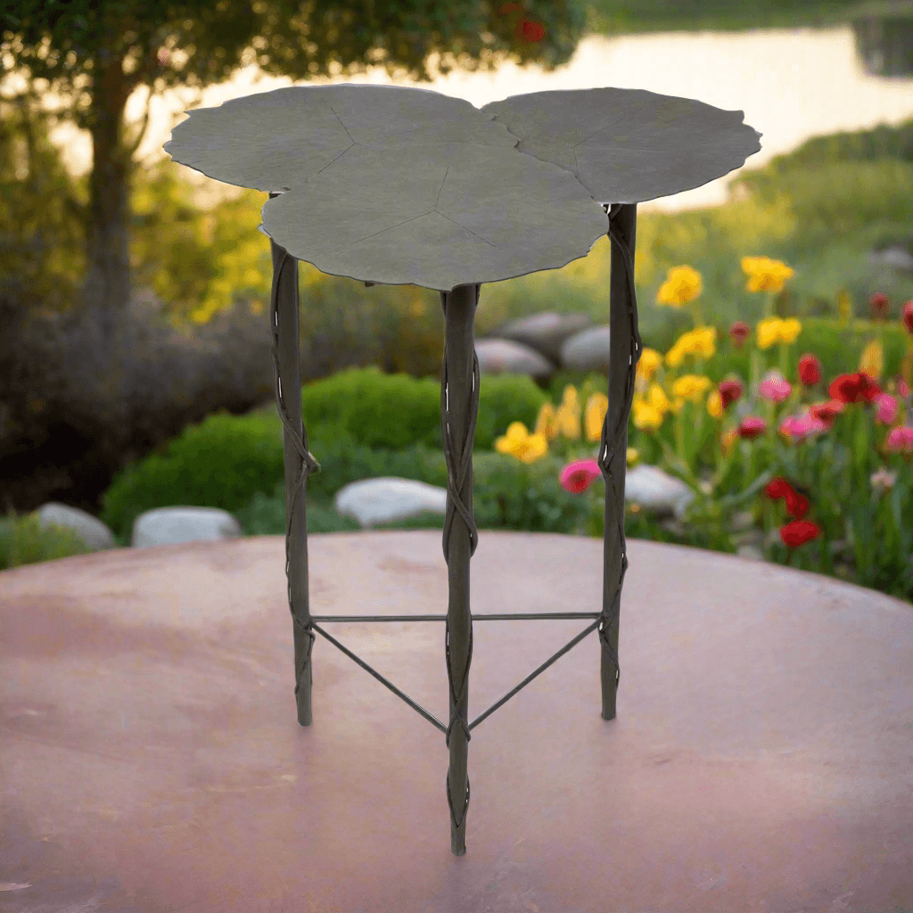 Lily Pad Side Table – Outdoor Iron Accent with Aged Patina-Table-Parc Decor