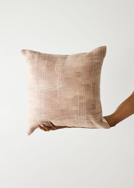 Linear Dusty Rose Hand-Felted Merino Wool Throw Pillow-Pillows-Parc Decor