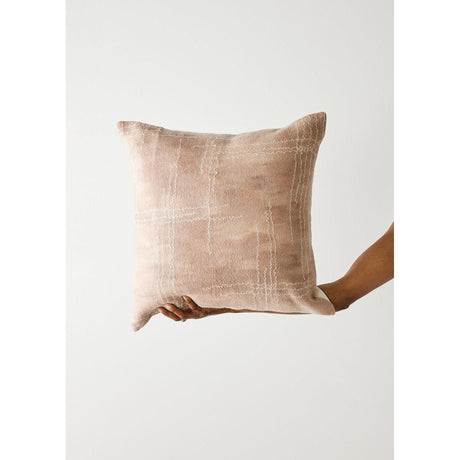 Linear Dusty Rose Hand-Felted Merino Wool Throw Pillow