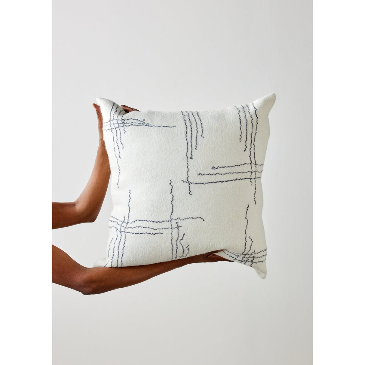 Linear Organic Wool and Silk Throw Pillow