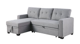Linen Pull Out Sectional Sofa with Storage Chaise-sofa-Parc Decor
