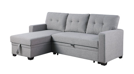 Linen Pull Out Sectional Sofa with Storage Chaise-sofa-Parc Decor