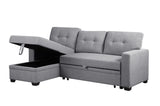 Linen Pull Out Sectional Sofa with Storage Chaise-sofa-Parc Decor