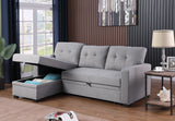 Linen Pull Out Sectional Sofa with Storage Chaise-sofa-Parc Decor