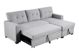 Linen Pull Out Sectional Sofa with Storage Chaise-sofa-Parc Decor