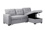Linen Pull Out Sectional Sofa with Storage Chaise-sofa-Parc Decor