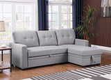 Linen Pull Out Sectional Sofa with Storage Chaise-sofa-Parc Decor