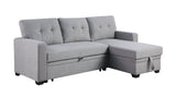Linen Pull Out Sectional Sofa with Storage Chaise-sofa-Parc Decor