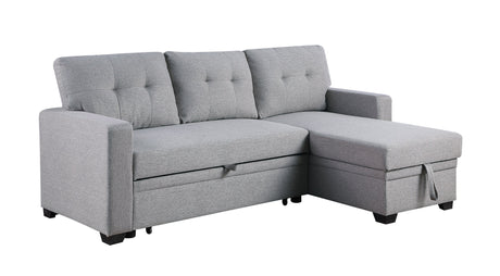 Linen Pull Out Sectional Sofa with Storage Chaise-sofa-Parc Decor
