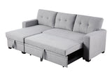 Linen Pull Out Sectional Sofa with Storage Chaise-sofa-Parc Decor