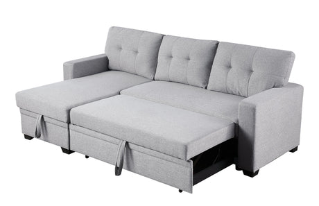 Linen Pull Out Sectional Sofa with Storage Chaise-sofa-Parc Decor