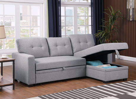 Linen Pull Out Sectional Sofa with Storage Chaise-sofa-Parc Decor