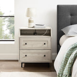 Lisa 2 Drawer Nightstand with USB-Bedroom-Parc Decor