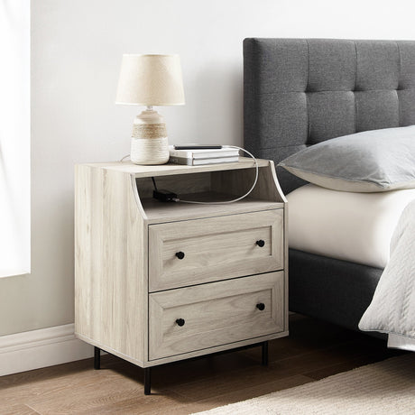 Lisa 2 Drawer Nightstand with USB-Bedroom-Parc Decor