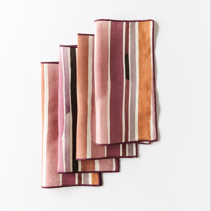 Lisbon Stripe Cocktail Napkin Set-Cocktail Napkins-Parc Decor
