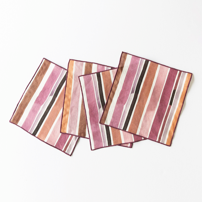 Lisbon Stripe Cocktail Napkin Set-Cocktail Napkins-Parc Decor